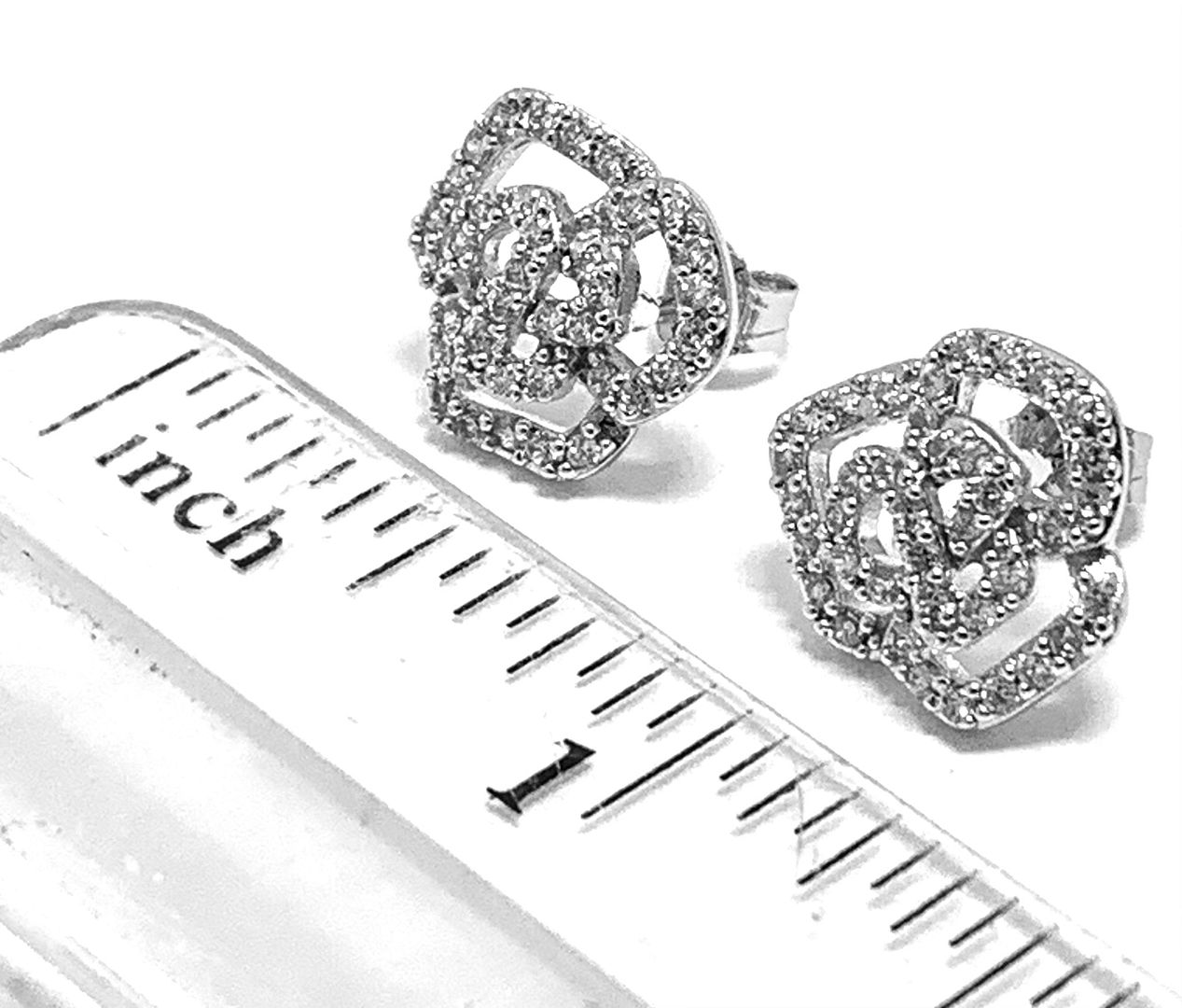 .925 Sterling Silver & 18k White Gold 0.75ctw Diamonique Diamond Stud Earrings