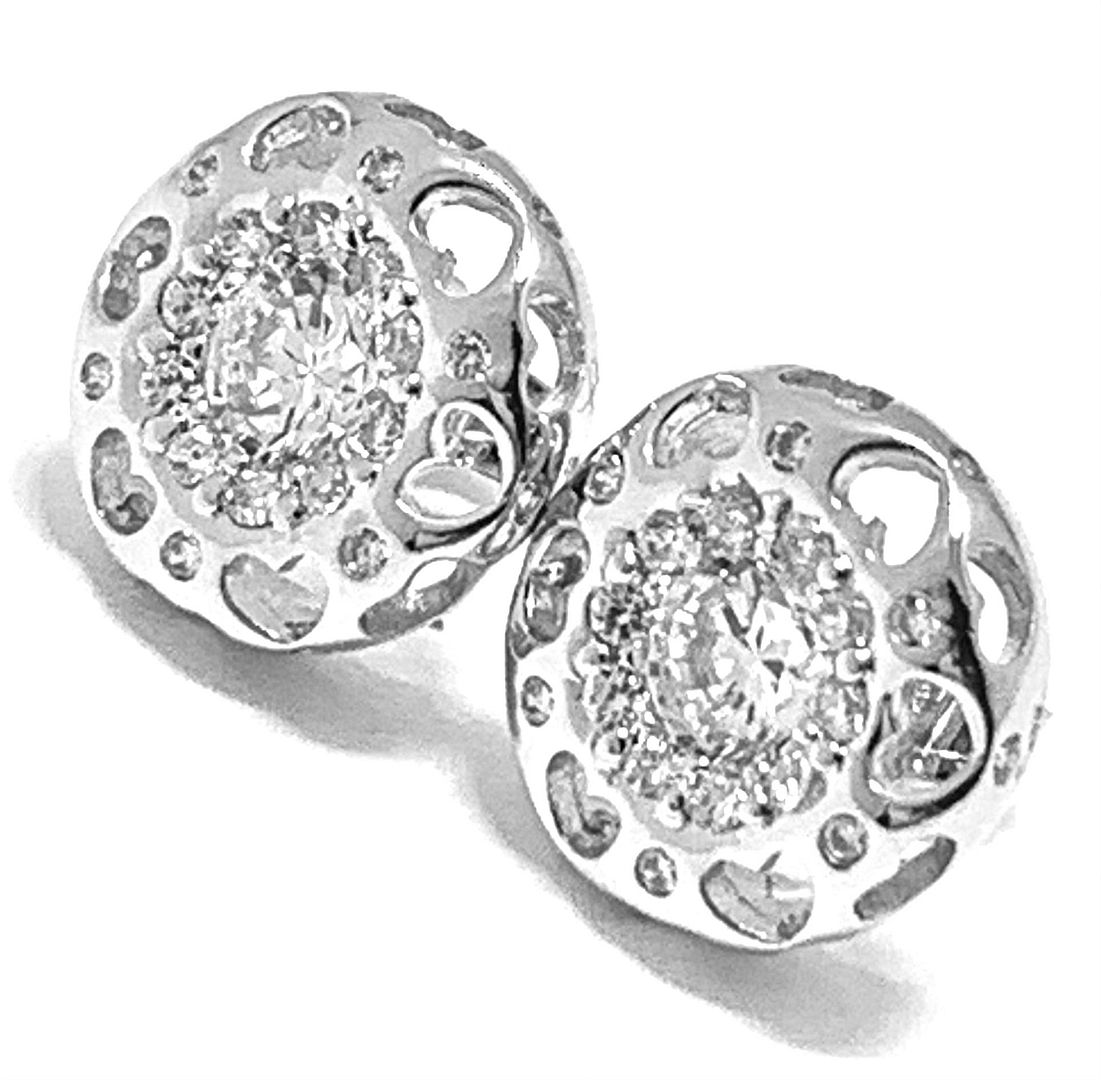 .925 Sterling Silver & 18k White Gold 1.00ctw Diamonique Diamond Stud Earrings