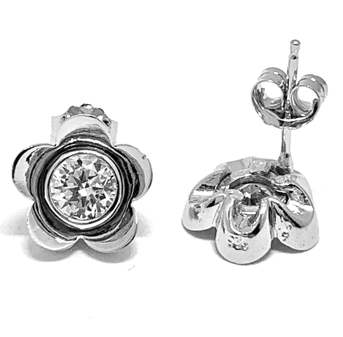 .925 Sterling Silver & 18k White Gold 1.50ctw Diamonique Diamond Stud Earrings