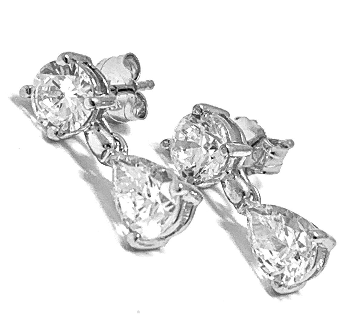 .925 Sterling Silver & 18k White Gold 4.00ctw Diamonique Diamond Stud Earrings