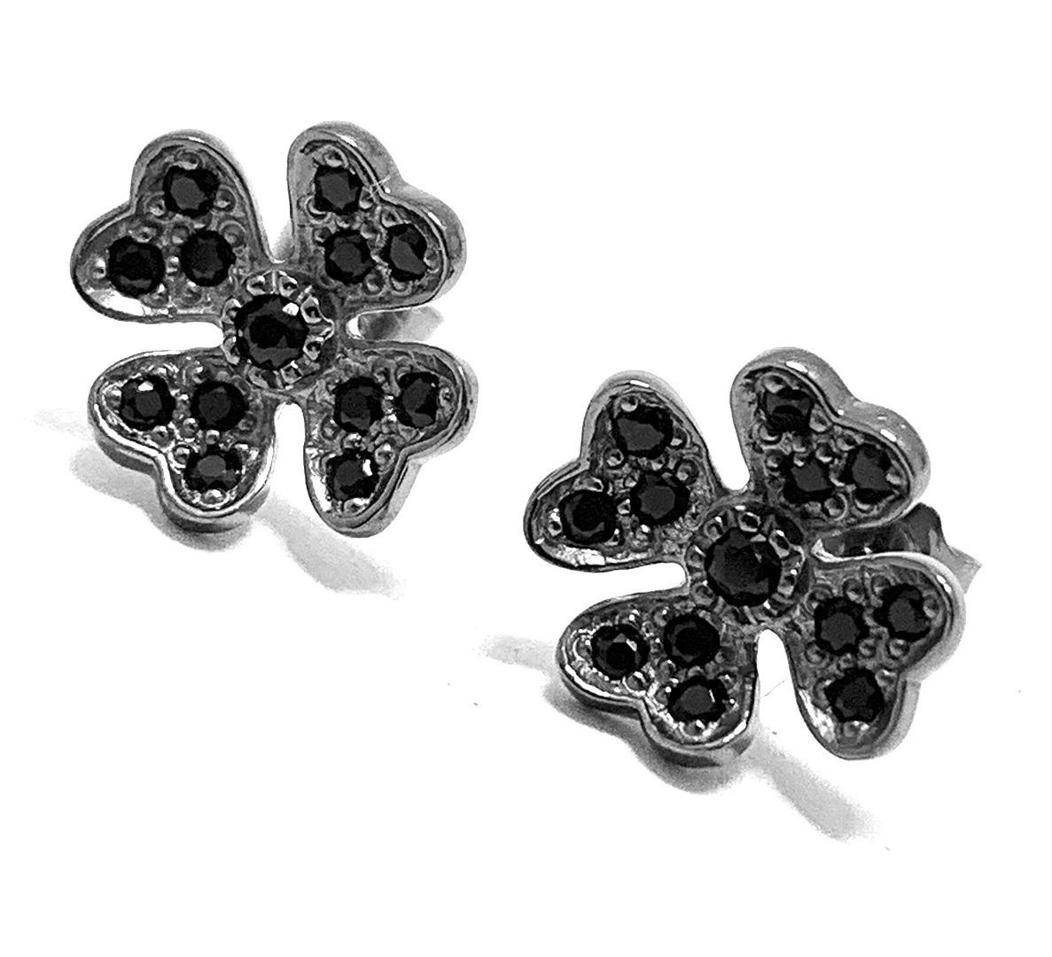 .925 Sterling Silver & Black Rhodium 0.25ctw Black Diamonique Diamond Stud Earrings