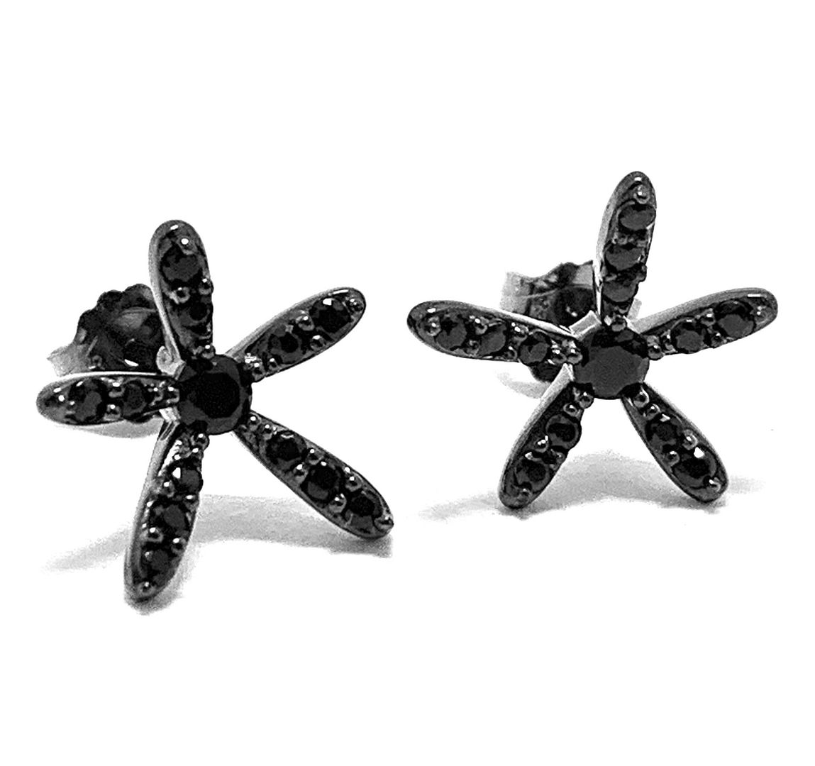 .925 Sterling Silver & Black Rhodium 0.25ctw Black Diamonique Diamond Stud Earrings