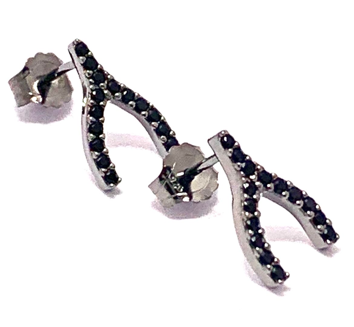 .925 Sterling Silver & Black Rhodium 0.25ctw Black Spinel Stud Earrings
