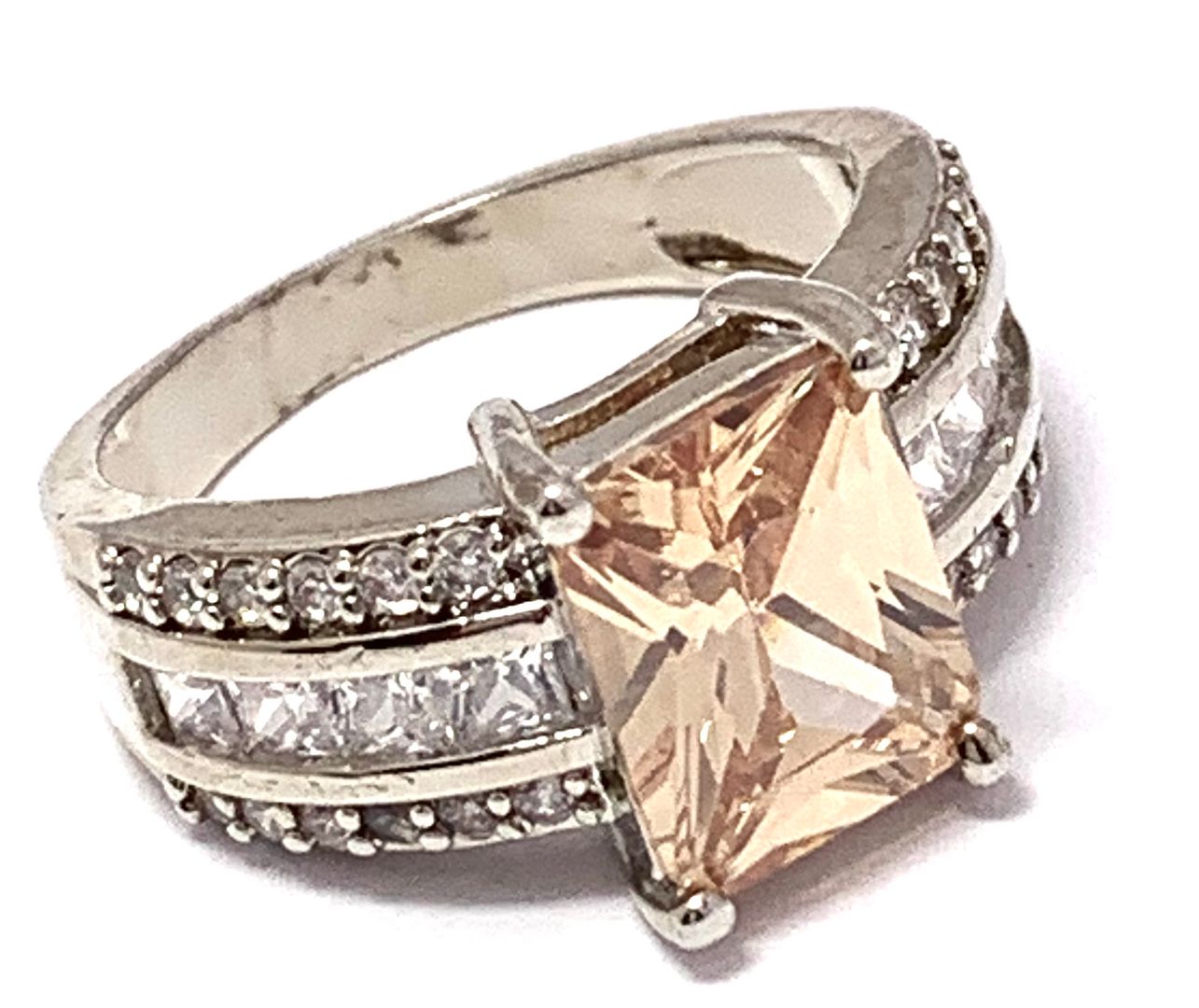9.75ctw Golden Topaz & Diamonique Diamond Ring
