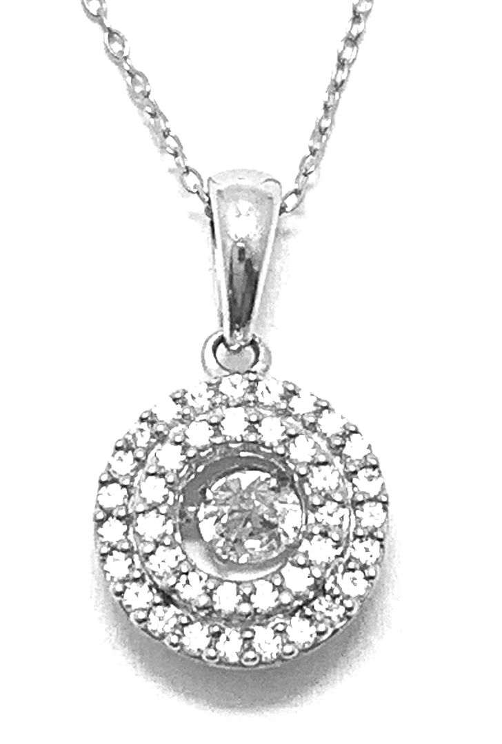 DANCING DIAMOND Collection .925 Sterling Silver & 18k WG 0.35ctw Diamonique Diamond  Necklace