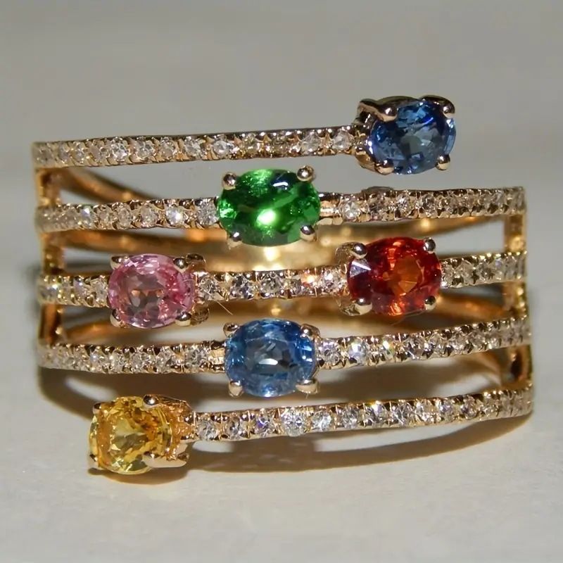 Designer Inspired 2.50ctw Multicolor Stones Anniversary Ring