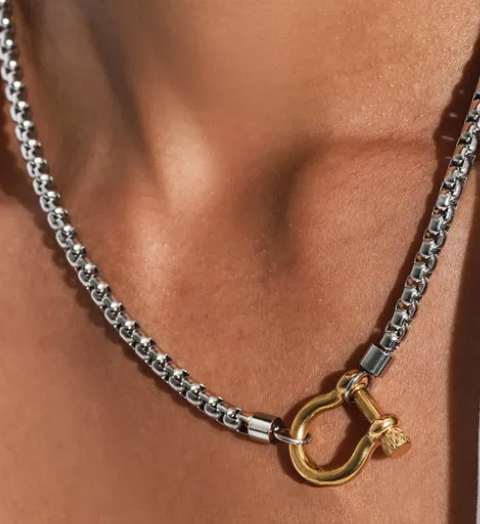 Designer Inspired 28.3 gram Ladies Fancy Two Tone Necklace