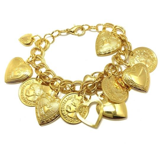Heart Coin Charm Bracelet