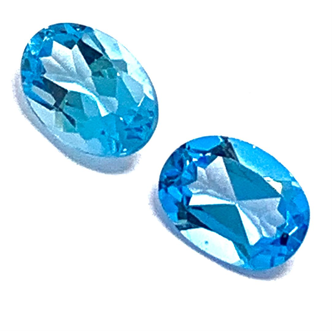 Lot of 2 Genuine 1.79ctw Swiss Blue Topaz 6X4 MM Matching Stones