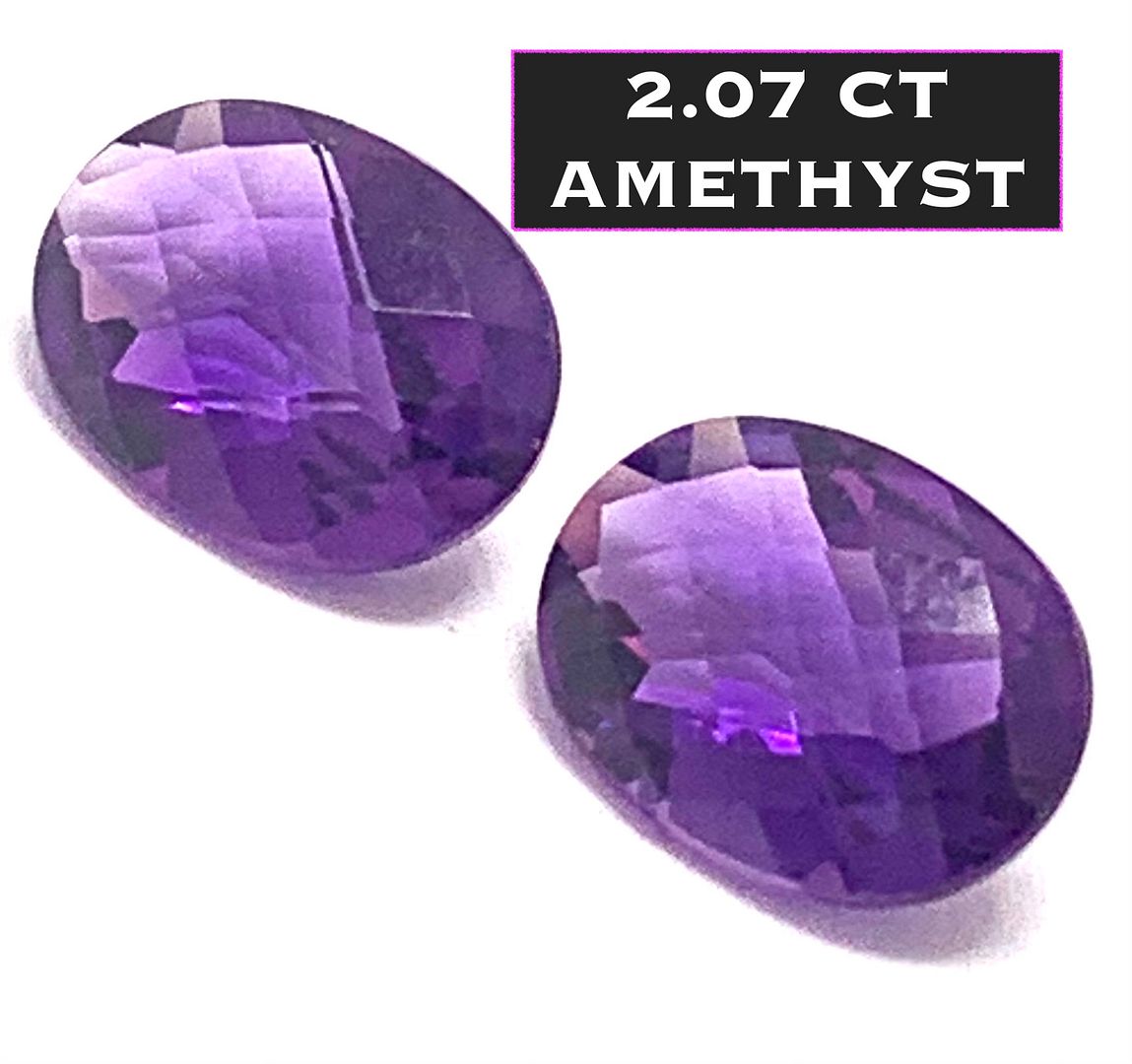 Lot of 2 Matching Genuine 2.07ctw Oval Cut Brazilian Amethyst Loose Gemstones 8X6 MM