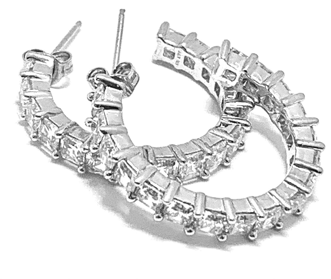 .00ctw Diamonique Diamond Traditional Design Hoop Earrings