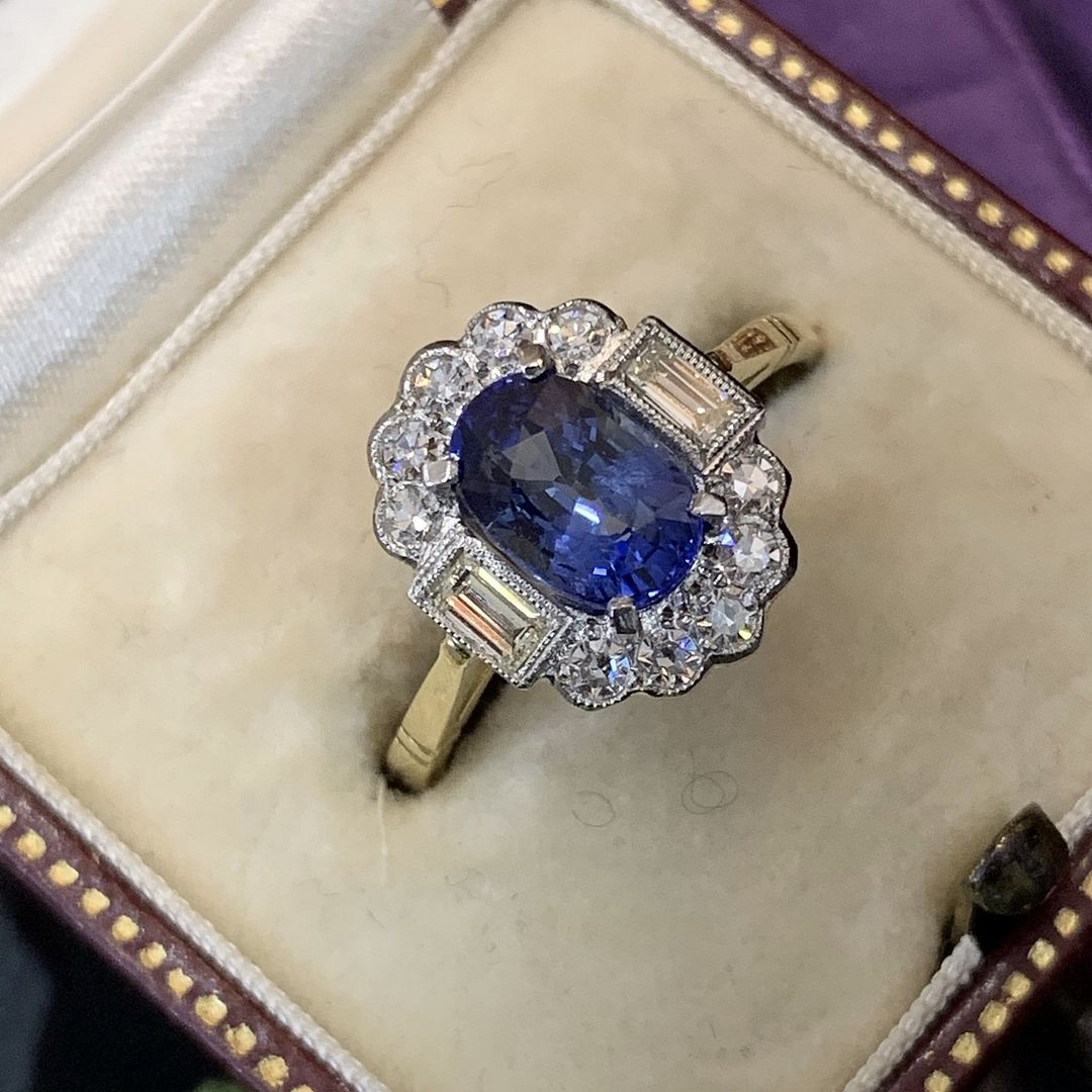 1.00ctw Blue & White Sapphire 18k Yellow Gold Overlay Ring Size 7