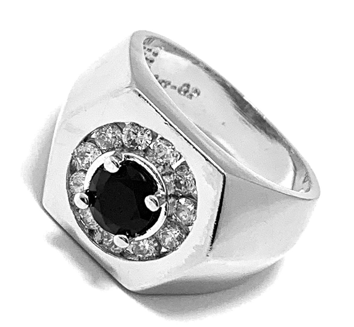 1.00ctw Diamonique Diamond & Black Spinel Ring