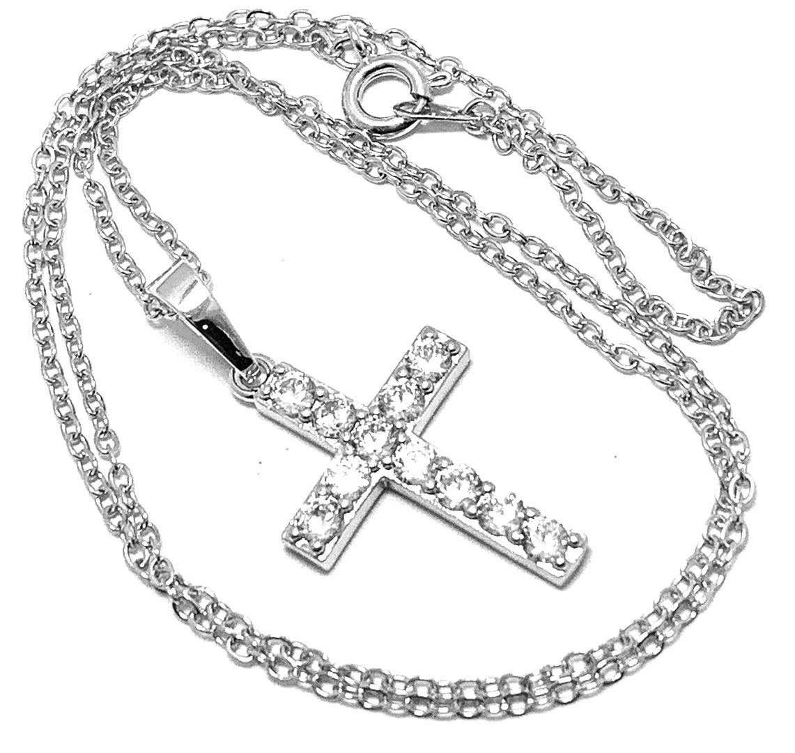 1.00ctw Diamonique Diamond Cross Necklace 18K Gold Overlay