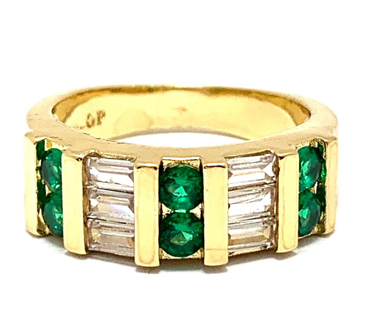 1.00ctw Emerald & Diamonique Diamond  Anniversary Ring