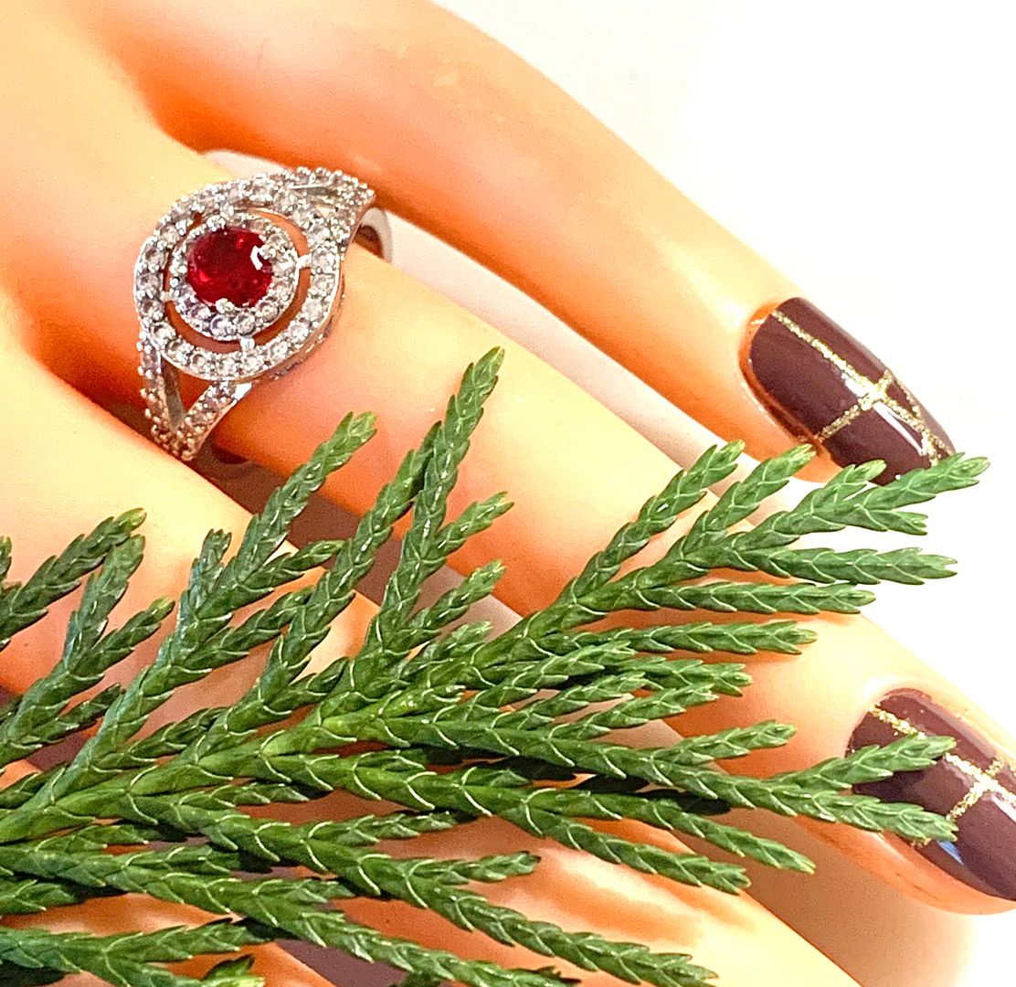 1.00ctw Ruby & Diamonique Diamond Ring Size 7