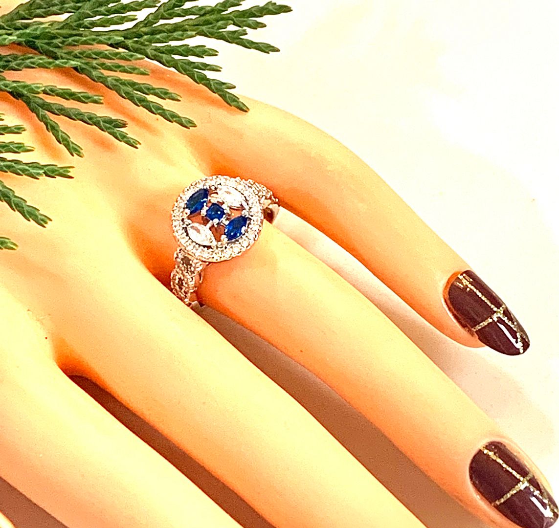1.00ctw  Sapphire & Diamonique Diamond Ring Size 8