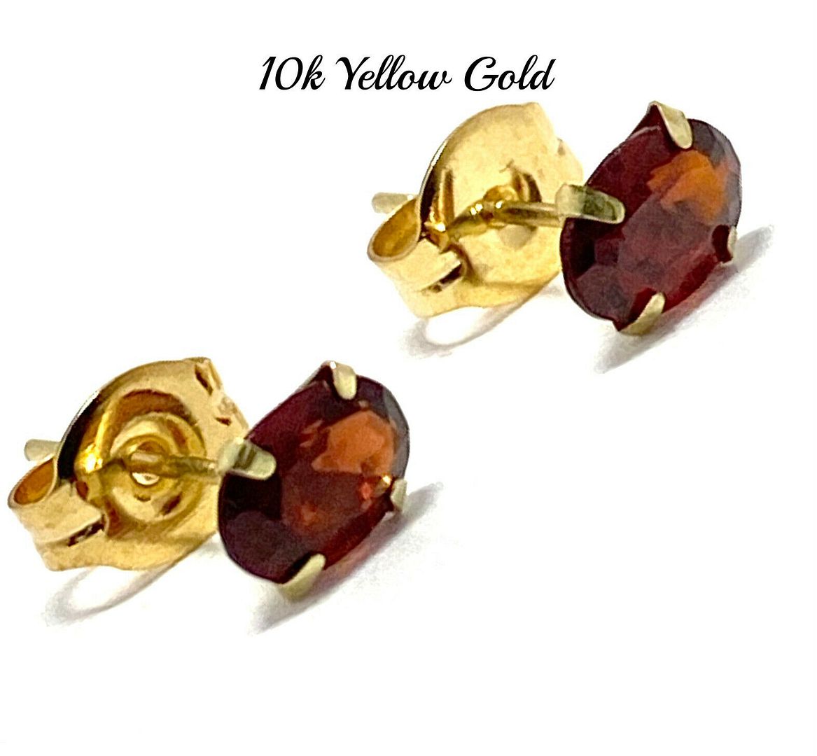 10k Yellow Gold 6x4mm Oval Cut Garnet Stud Earrings Beautifully Dainty