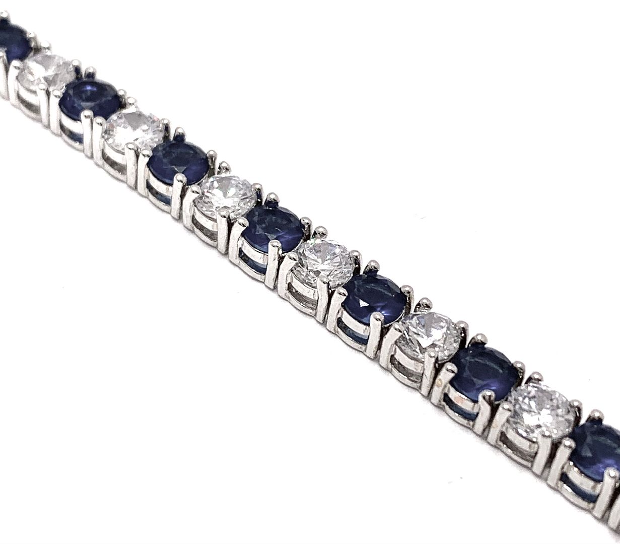 11.00ctw Sapphire & Diamonique Diamond Tennis Bracelet