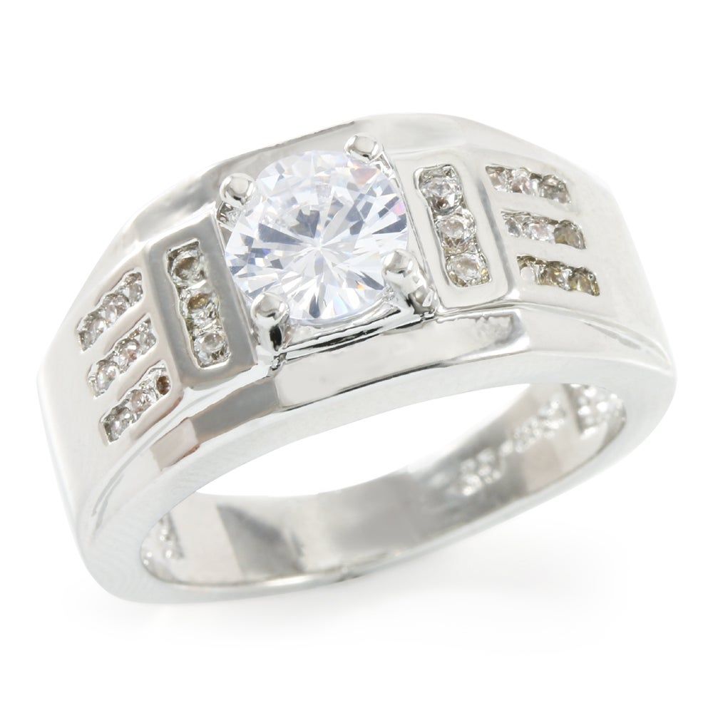 1.15CTW  White Sapphire 14K Gold Overlay Statement Ring Sz 6 – 5.8g