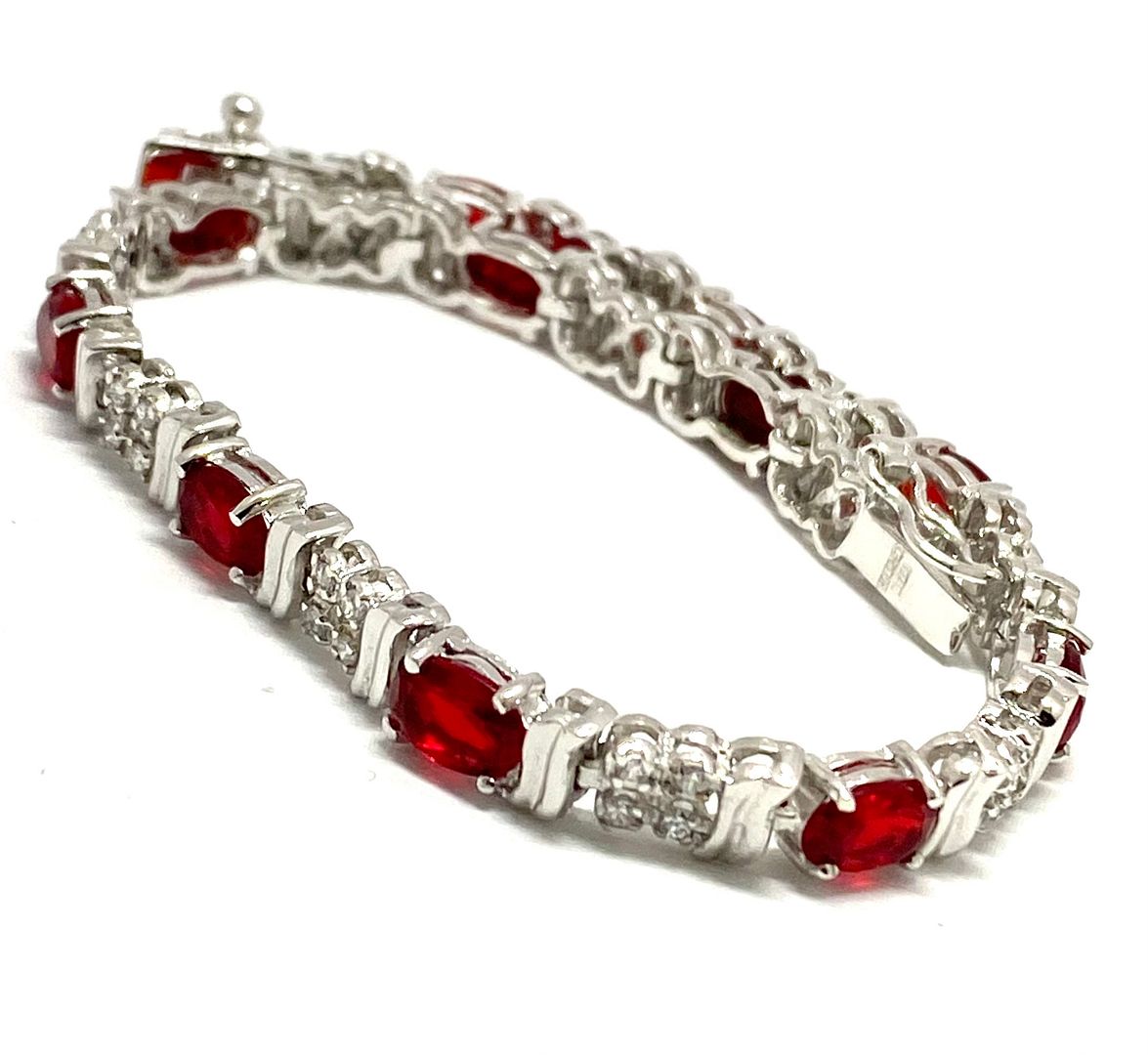 11.75 ctw Ruby & Diamond Diamonique Tennis Bracelet