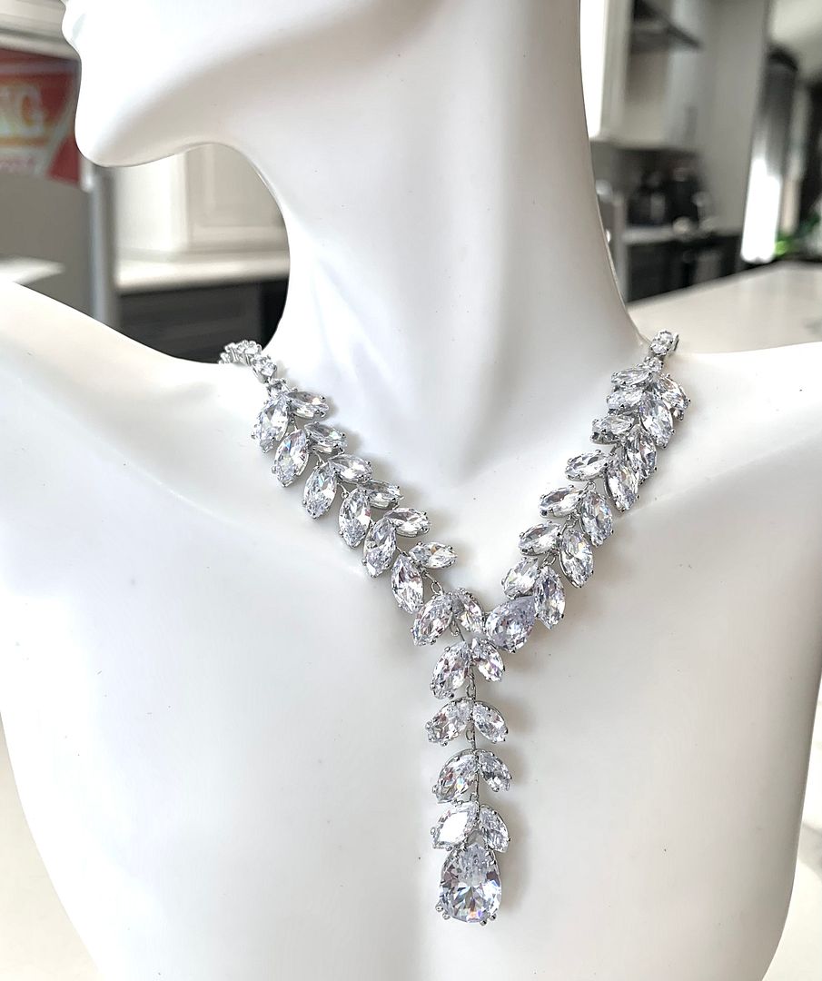 119.00ctw CZ 18k White Gold Ovr Statement Necklace 18"