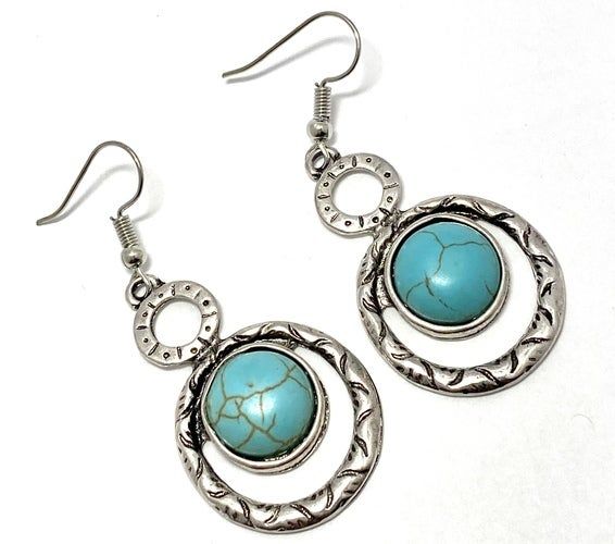 1/2" in Diameter Turquoise Earrings