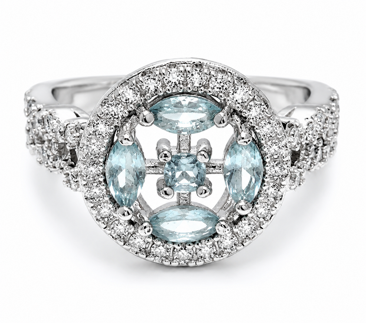 1.25ctw Blue Topaz & Diamonique Diamond Ring SZ6