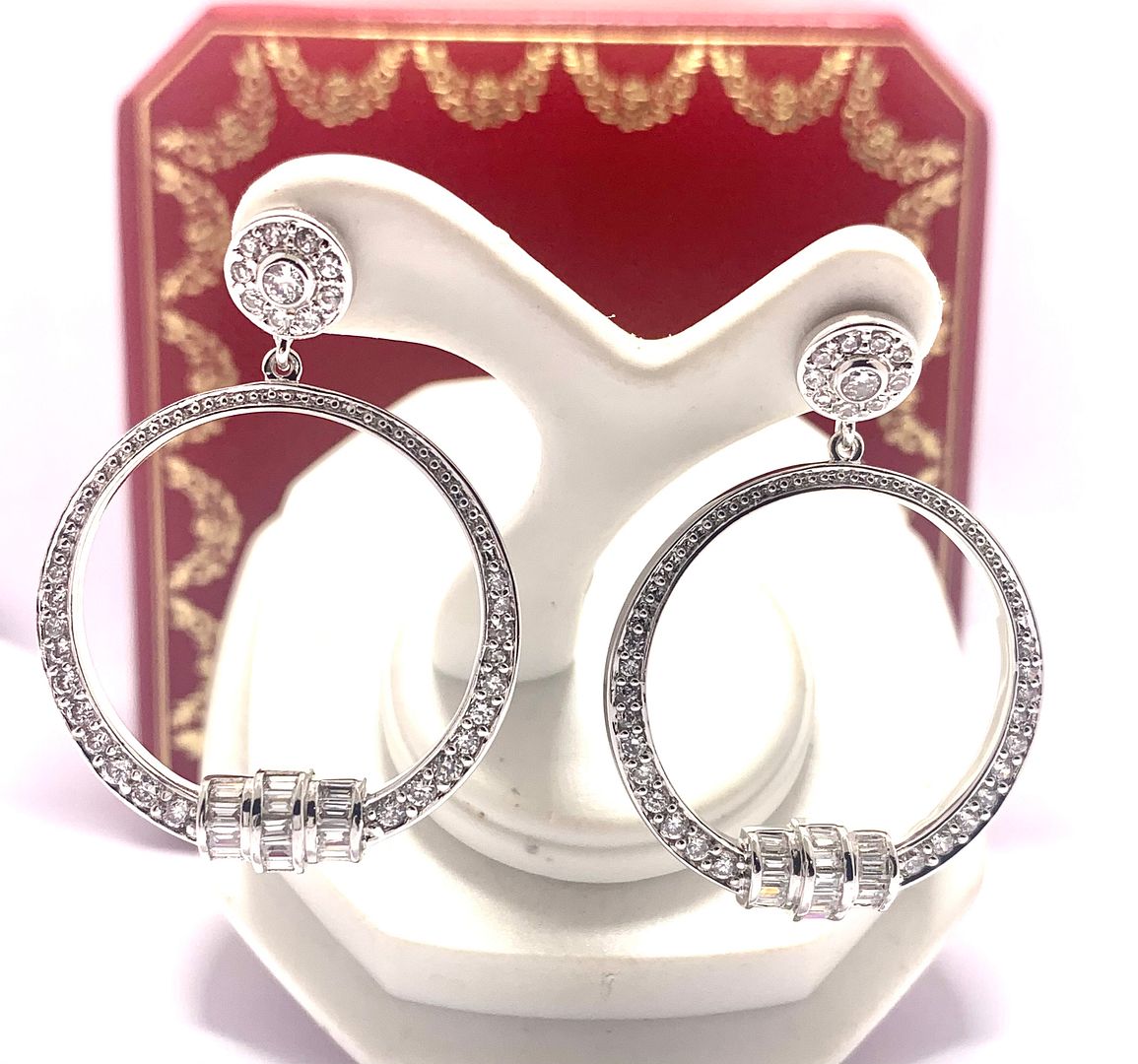 1.25ctw Moissanite Dangle Earrings in 18k WG & .925 Sterling Silver