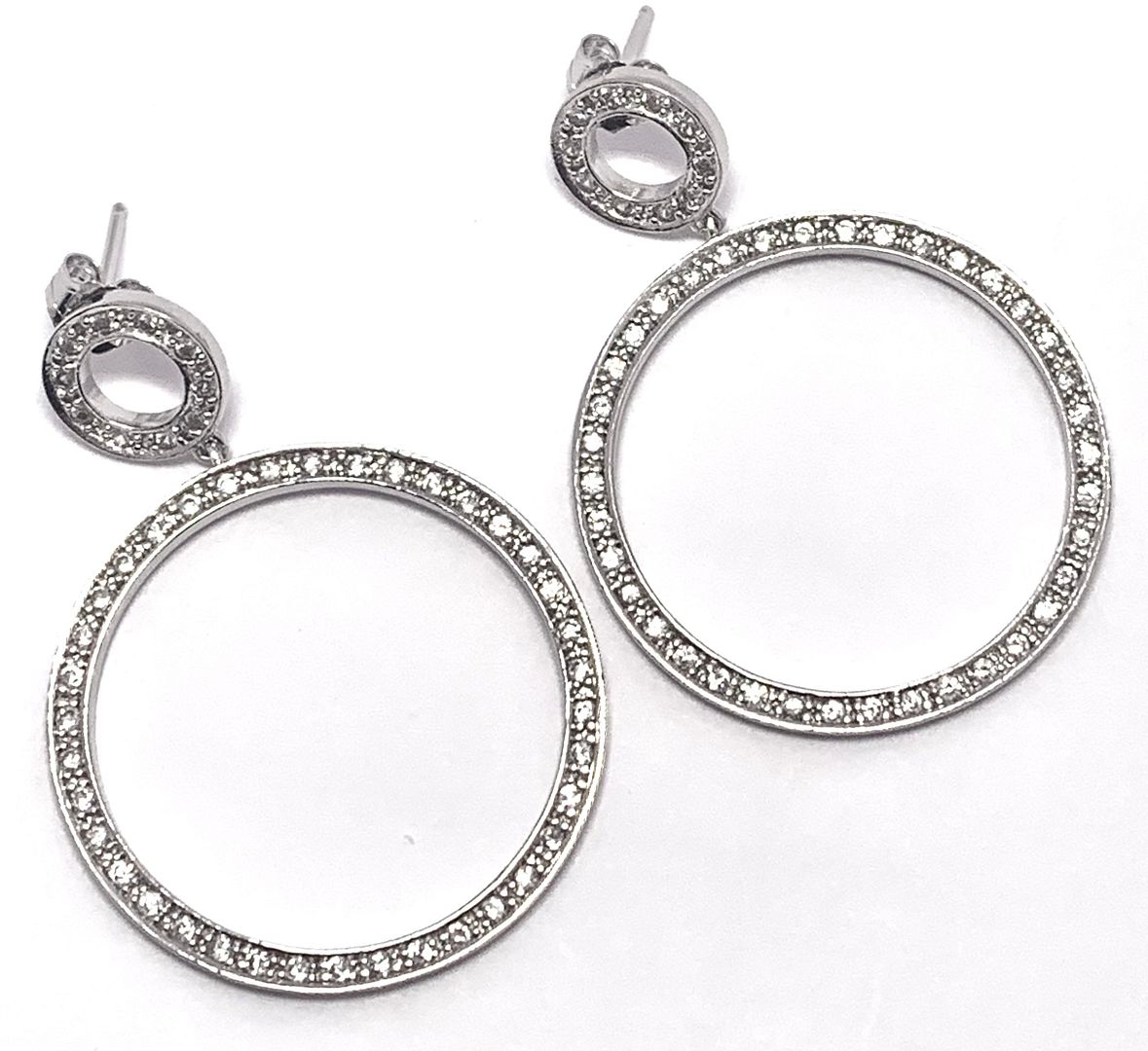 1.25ctw Moissanite Dangle Earrings in 18k WG & .925 Sterling Silver
