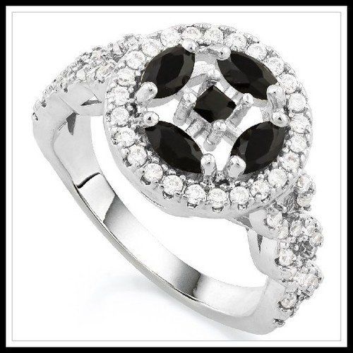 1.25ctw Onyx & White Sapphire Ring