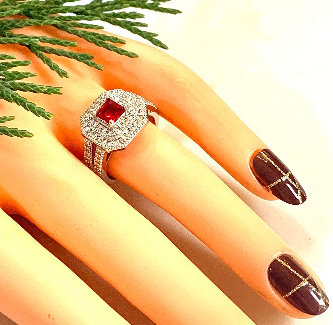 1.25ctw Ruby & Diamonique Diamond Ring Size 7