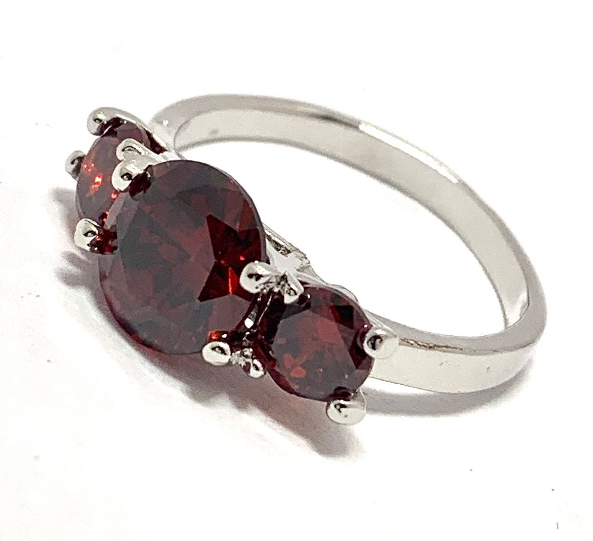 14k White Gold  Over Jewelry Brass 4.00ctw Garnet Ring