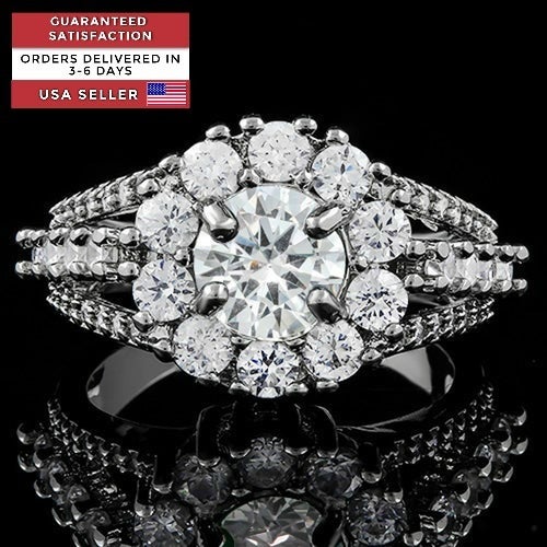 14k White Gold Overlay White Sapphire Ring Size 8 Property Room
