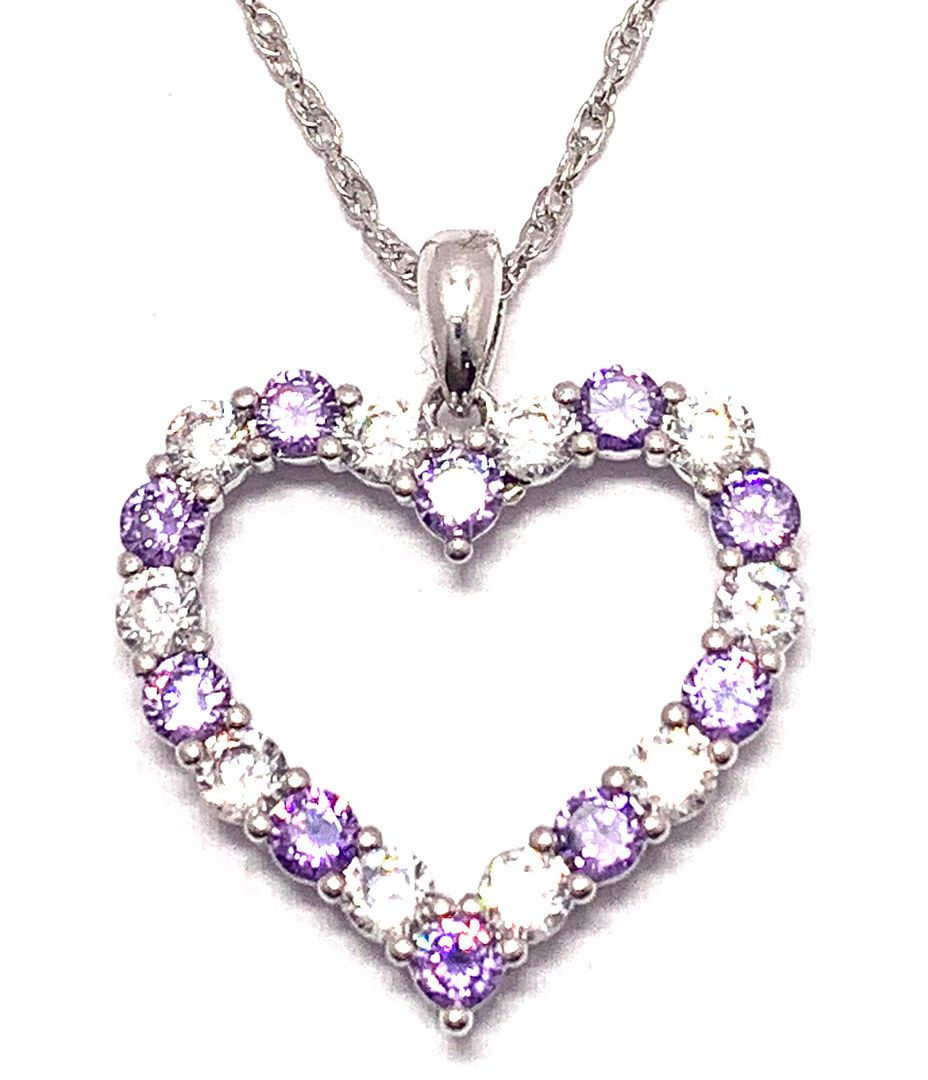 1.50ctw Amethyst & Diamonique Diamond Heart Necklace