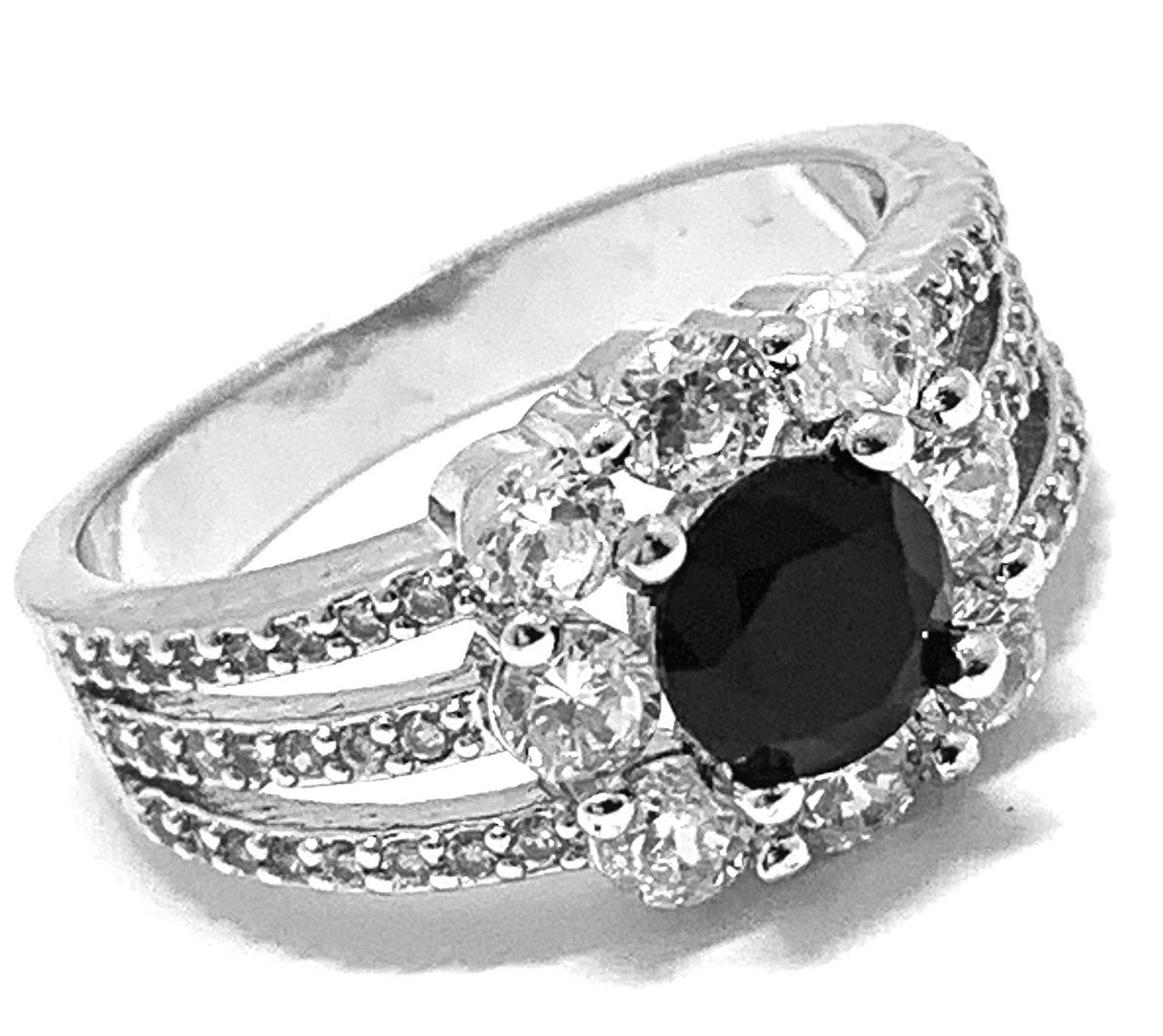1.50ctw Black spinel & Diamonique Diamond  Ring Size 7
