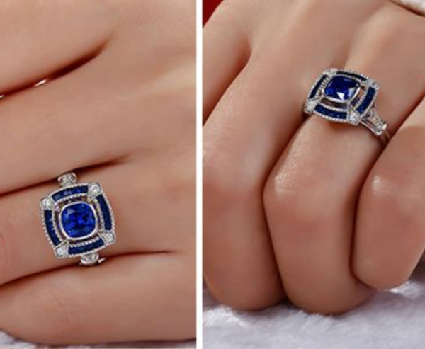 1.50ctw Blue Sapphire 18k White Gold Overlay Ring Size 10