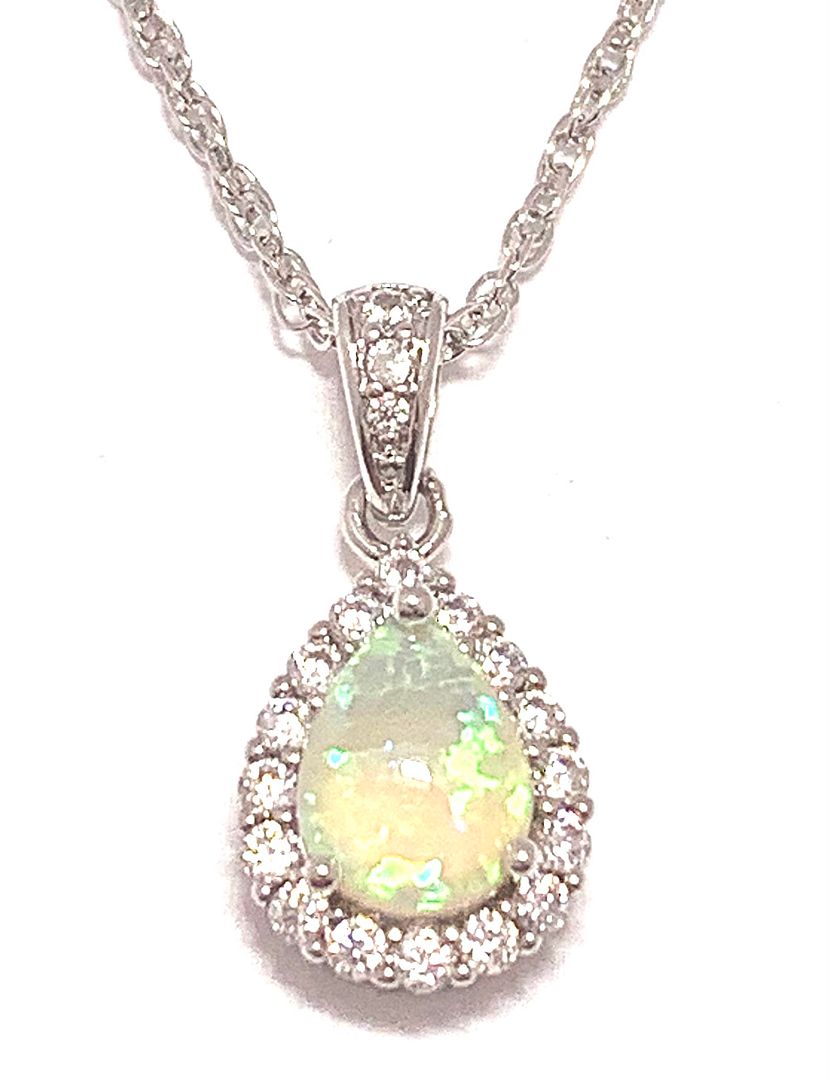 1.50ctw Opal & Diamonique Diamond Necklace in 18K Gold Overlay – Designer Inspired