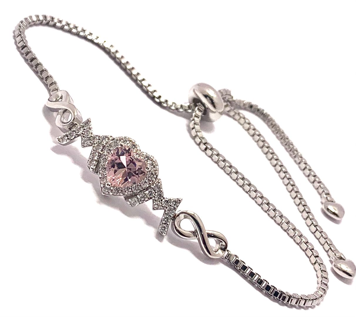 1.50ctw Pink Topaz & Diamonique Diamonds Adjustable Bracelet