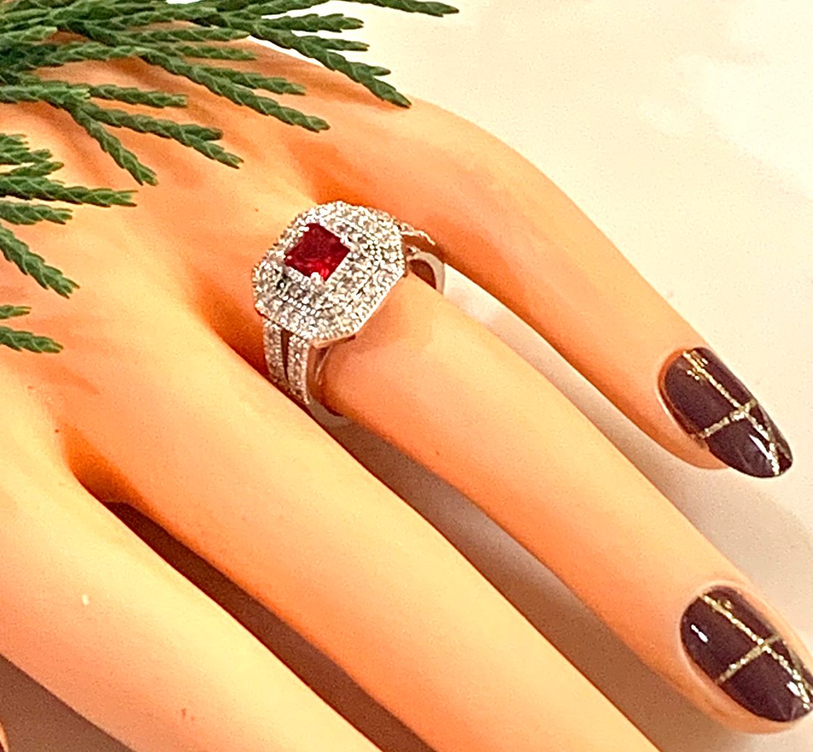 1.50ctw Ruby & Diamonique Diamond Ring Size 7
