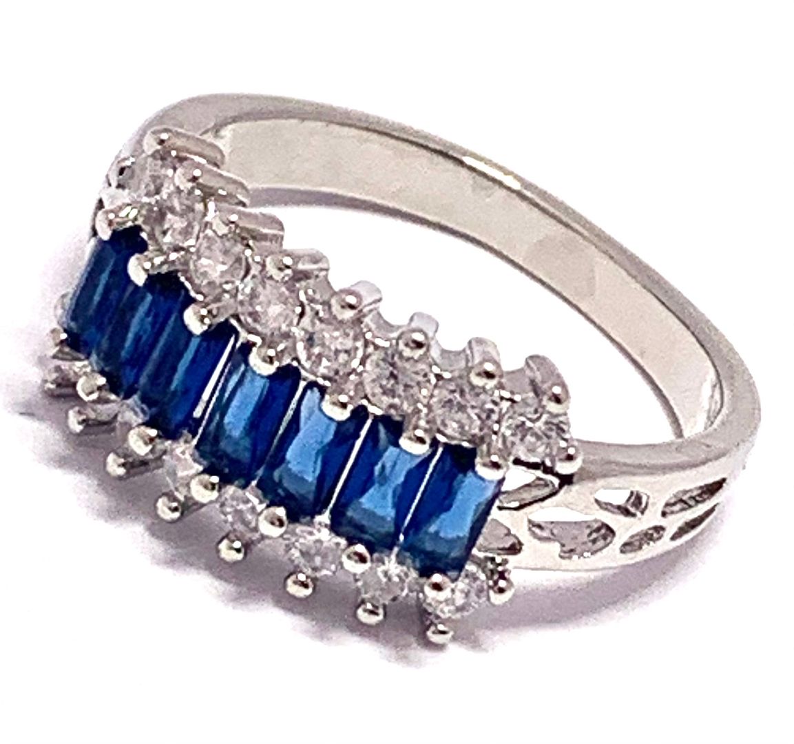 1.50ctw Sapphire & Diamonique Diamond Anniversary Ring Size 7.75