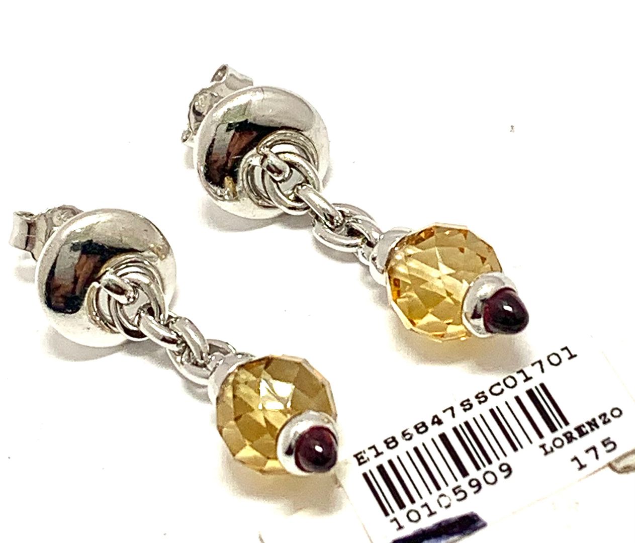 $175 Colore SG Lorenzo .925 Sterling Silver 7.26ctw Genuine Citrine & Garnet Earrings