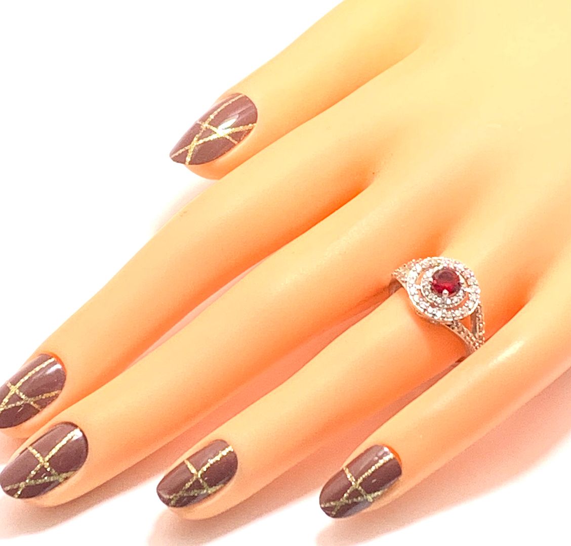 1.75ctw Diamonique Diamond and Garnet Ring