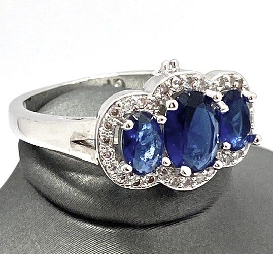 1.85ctw Blue & White Sapphire Ring