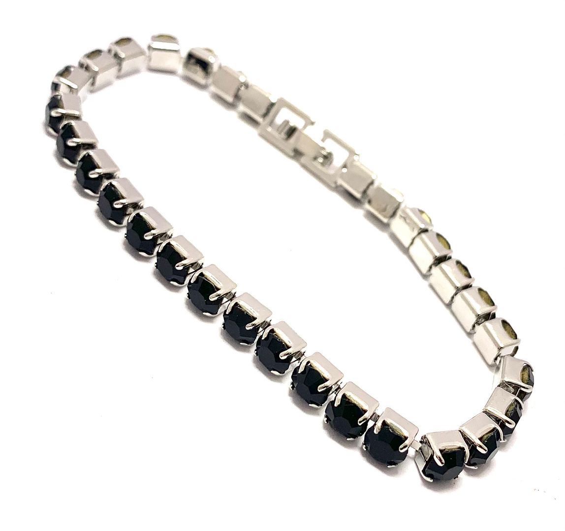 18K Gold Overlay 10.00ctw Black Onyx Tennis Bracelet