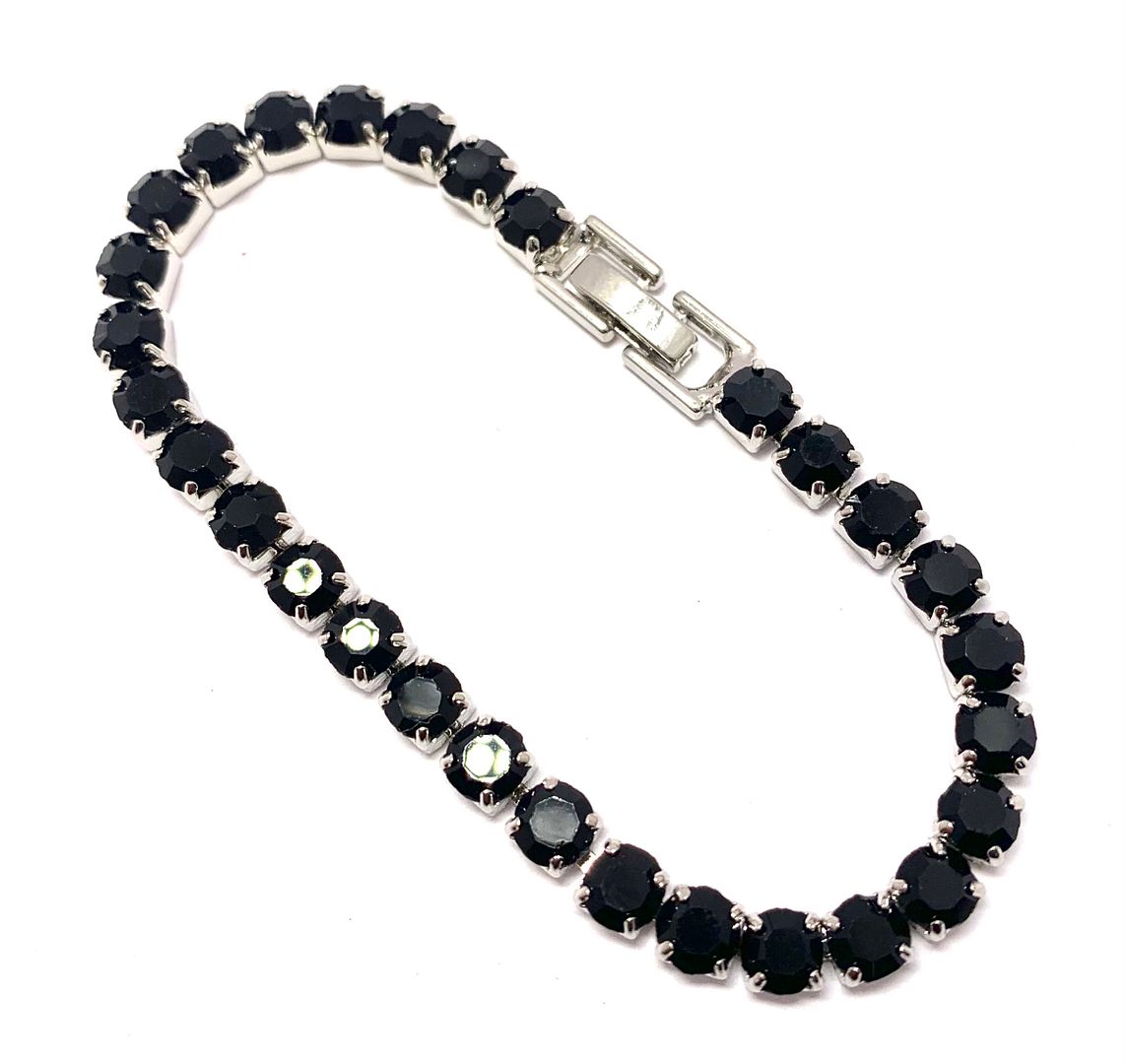 18K Gold Overlay 10.00ctw Black Spinel Tennis Bracelet
