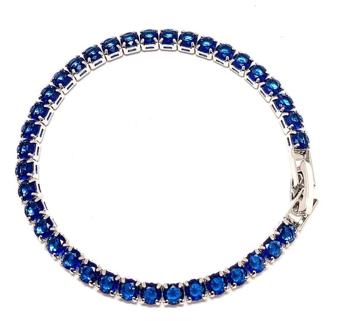 18K Gold Overlay 10.00ctw Blue Sapphire Tennis Bracelet