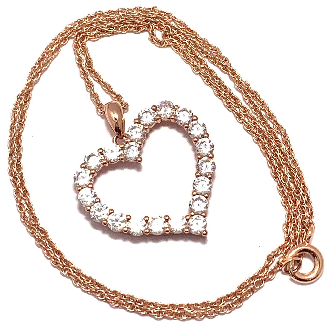 18k Gold Overlay 2.00ctw Diamonique Diamonds Heart Necklace