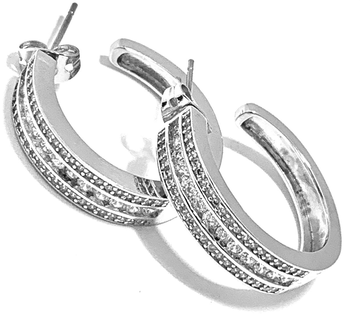 18k Gold Overlay 2.00ctw Diamonique Diamonds Hoop Earrings