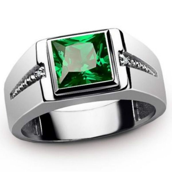 18k Gold Overlay 2.50ct Emerald Unisex Ring Size 10